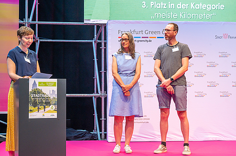 Friederike Lebus - Klima-Bündnis, Dr. Julia Krohmer und Jens Schreiber vom Team Cycling for Science © Umweltamt Frankfurt am Main