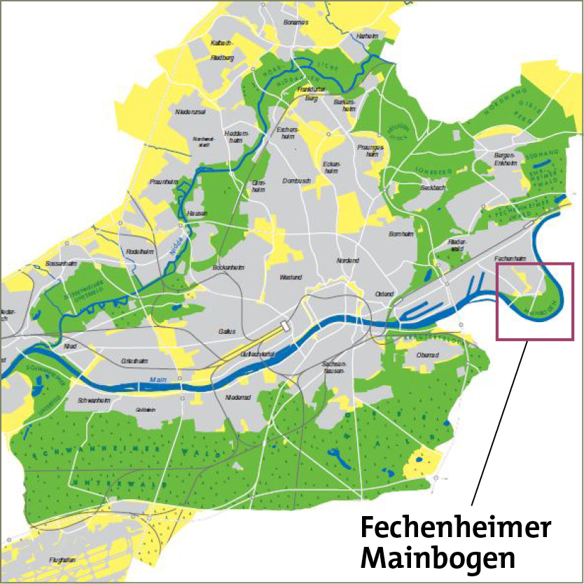 Frankfurt-Karte mit Fechenheimer Mainbogen